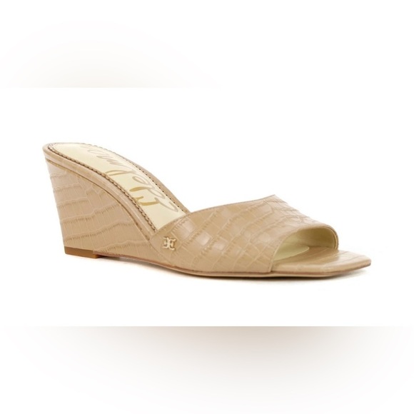 Sam Edelman Shoes - Sam Edelman Tesma Toasted Almond/Kenya Crocodile Leather Wedge Sandals Sz 9 luxe